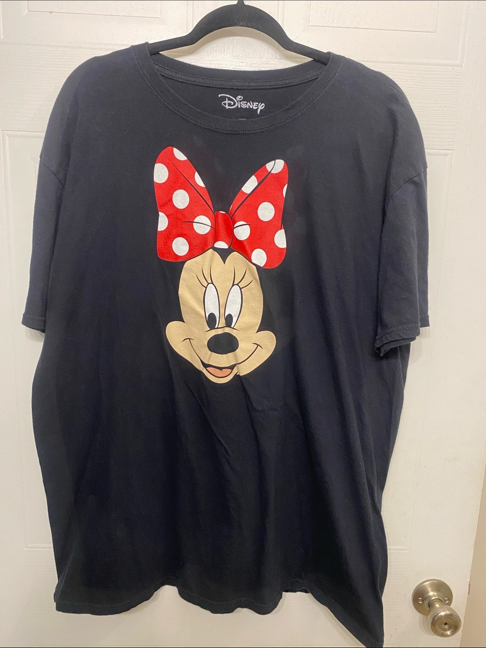 Disney Black Tee with Minnie Mouse and Red Polka Dot Bow